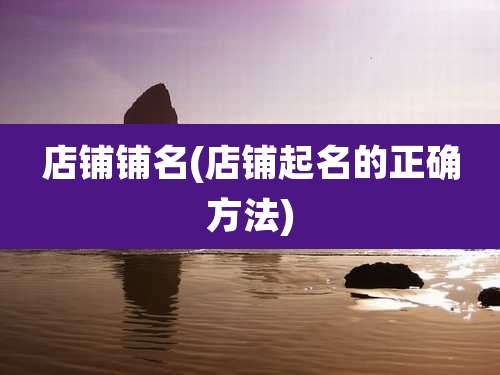 店铺铺名(店铺起名的正确方法)
