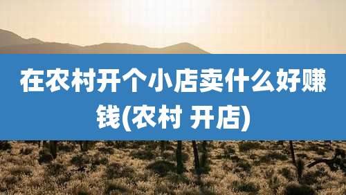 在农村开个小店卖什么好赚钱(农村 开店)