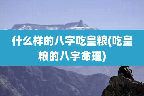 什么样的八字吃皇粮(吃皇粮的八字命理)