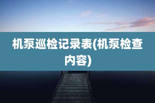 机泵巡检记录表(机泵检查内容)