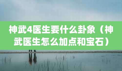 神武4医生要什么卦象（神武医生怎么加点和宝石）