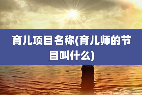 育儿项目名称(育儿师的节目叫什么)