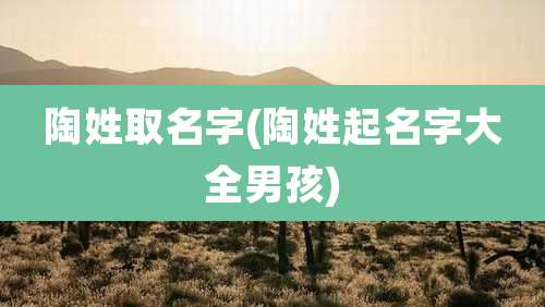 陶姓取名字(陶姓起名字大全男孩)