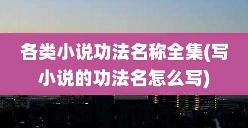 各类小说功法名称全集(写小说的功法名怎么写)