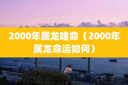 2000年属龙啥命（2000年属龙命运如何）