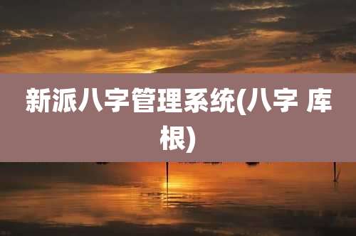 新派八字管理系统(八字 库根)