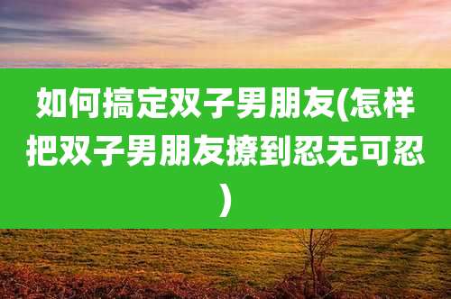 如何搞定双子男朋友(怎样把双子男朋友撩到忍无可忍)