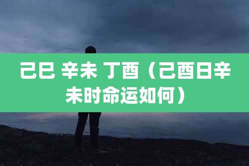 己巳 辛未 丁酉（己酉日辛未时命运如何）