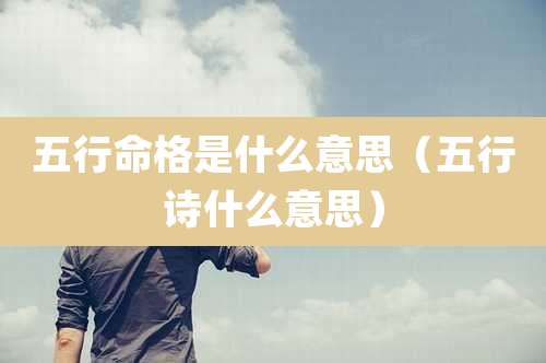 五行命格是什么意思（五行诗什么意思）
