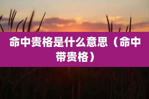 命中贵格是什么意思（命中带贵格）