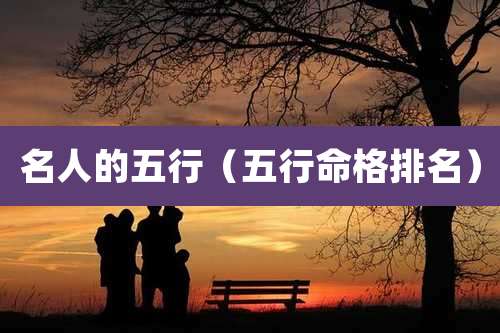 名人的五行（五行命格排名）