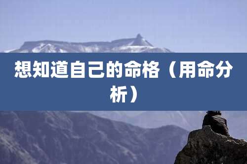 想知道自己的命格(用命分析)