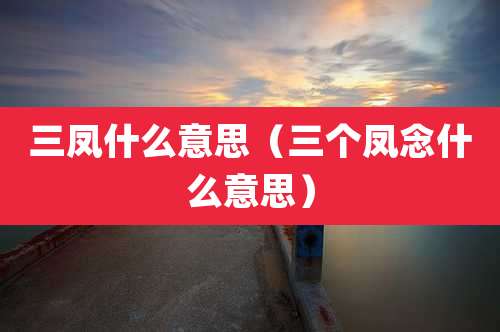三凤什么意思（三个凤念什么意思）