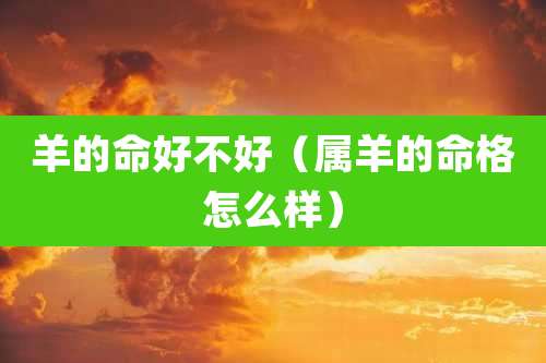 羊的命好不好(属羊的命格怎么样)