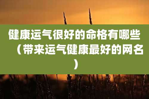 健康运气很好的命格有哪些（带来运气健康最好的网名）
