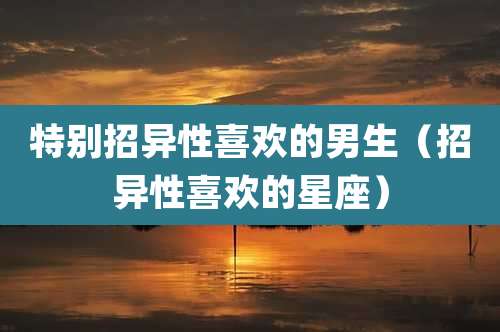 特别招异性喜欢的男生（招异性喜欢的星座）