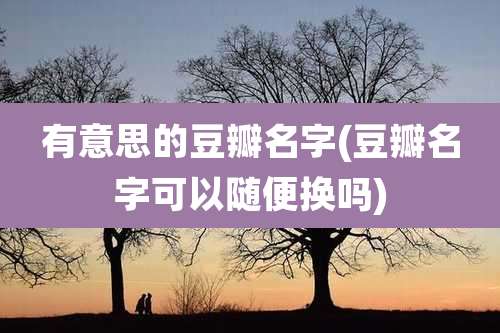 有意思的豆瓣名字(豆瓣名字可以随便换吗)