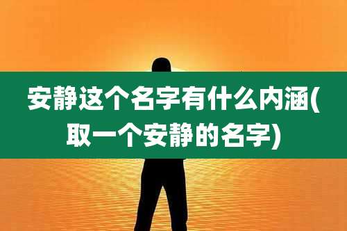 安静这个名字有什么内涵(取一个安静的名字)