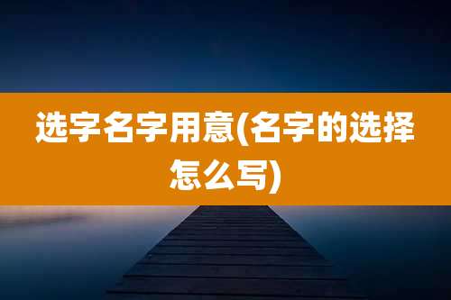 选字名字用意(名字的选择怎么写)
