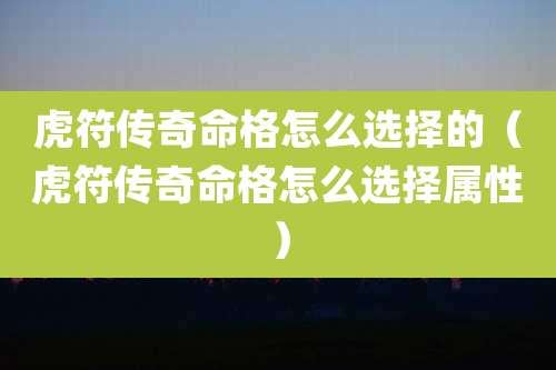 虎符传奇命格怎么选择的（虎符传奇命格怎么选择属性）