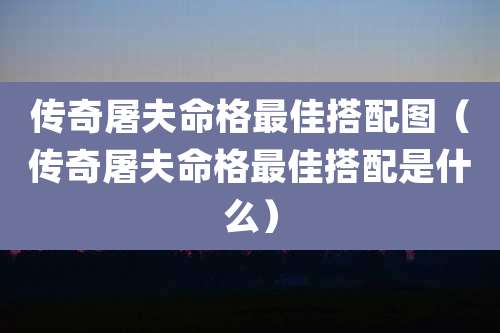 传奇屠夫命格最佳搭配图（传奇屠夫命格最佳搭配是什么）