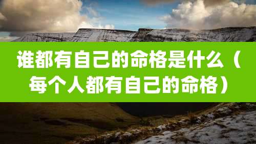 谁都有自己的命格是什么(每个人都有自己的命格)