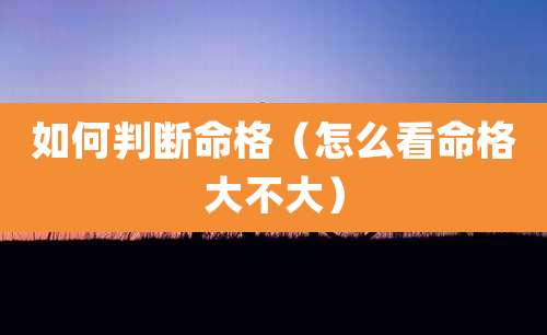 如何判断命格（怎么看命格大不大）