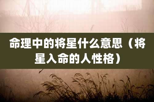 命理中的将星什么意思（将星入命的人性格）