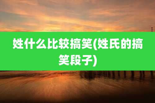姓什么比较搞笑(姓氏的搞笑段子)