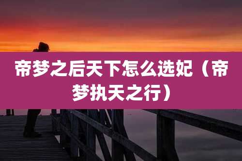 帝梦之后天下怎么选妃（帝梦执天之行）