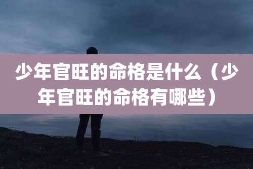少年官旺的命格是什么（少年官旺的命格有哪些）