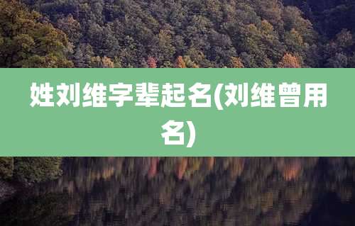 姓刘维字辈起名(刘维曾用名)