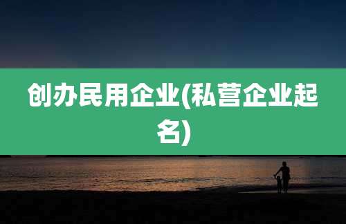 创办民用企业(私营企业起名)