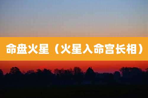 命盘火星（火星入命宫长相）