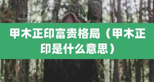 甲木正印富贵格局（甲木正印是什么意思）