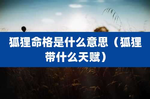 狐狸命格是什么意思（狐狸带什么天赋）