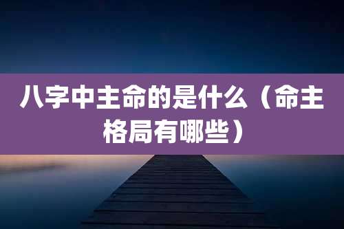 八字中主命的是什么（命主格局有哪些）
