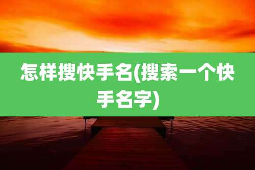 怎样搜快手名(搜索一个快手名字)
