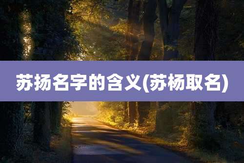 苏扬名字的含义(苏杨取名)