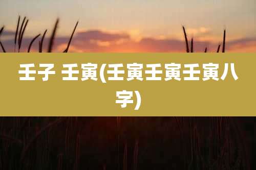 壬子 壬寅(壬寅壬寅壬寅八字)