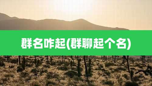 群名咋起(群聊起个名)