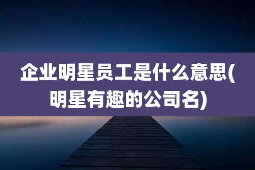 企业明星员工是什么意思(明星有趣的公司名)