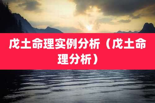 戊土命理实例分析（戊土命理分析）