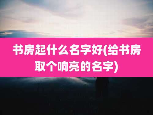 书房起什么名字好(给书房取个响亮的名字)