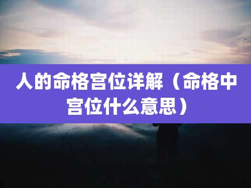 人的命格宫位详解（命格中宫位什么意思）