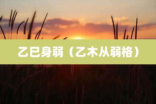 乙巳身弱（乙木从弱格）