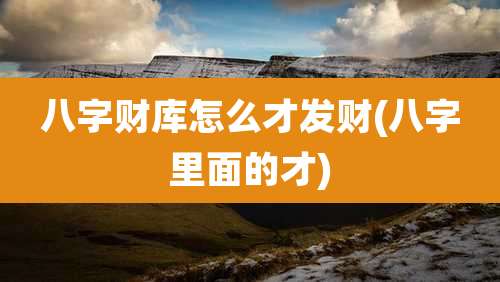 八字财库怎么才发财(八字里面的才)