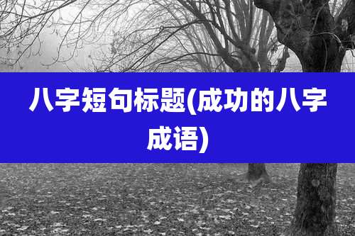 八字短句标题(成功的八字成语)
