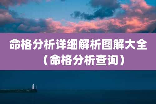 命格分析详细解析图解大全（命格分析查询）