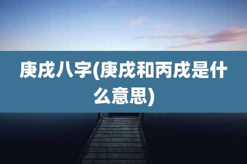 庚戌八字(庚戌和丙戌是什么意思)